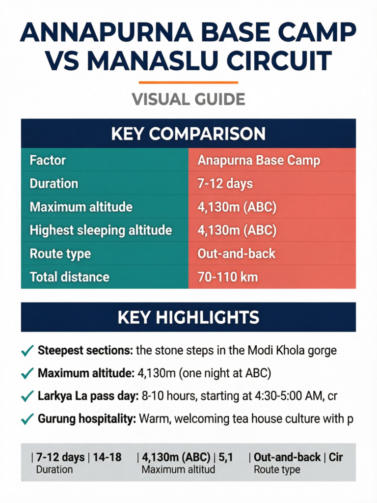Annapurna Base Camp vs Manaslu Circuit: Accessible Classic or Restricted Gem? - Visual Guide