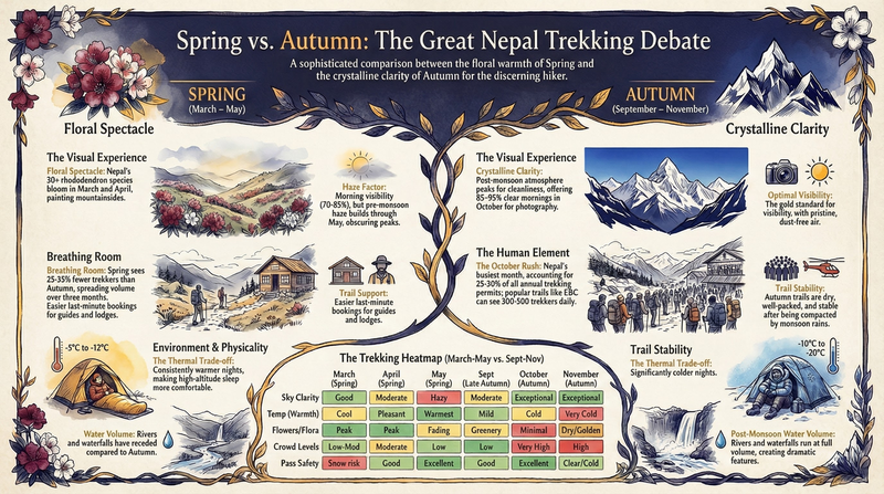 Spring vs Autumn trekking season comparison