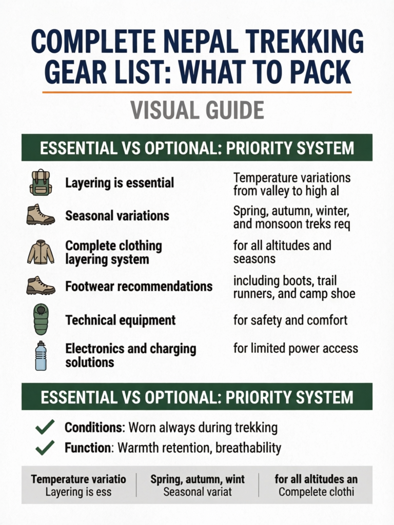 Complete Nepal Trekking Gear List: What to Pack - Visual Guide