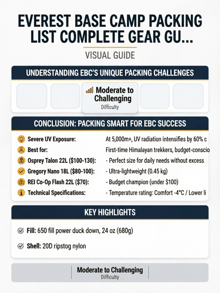 Everest Base Camp Packing List Complete Gear Guide for 5,364m Altitude (Budget & Premium Options) - Visual Guide